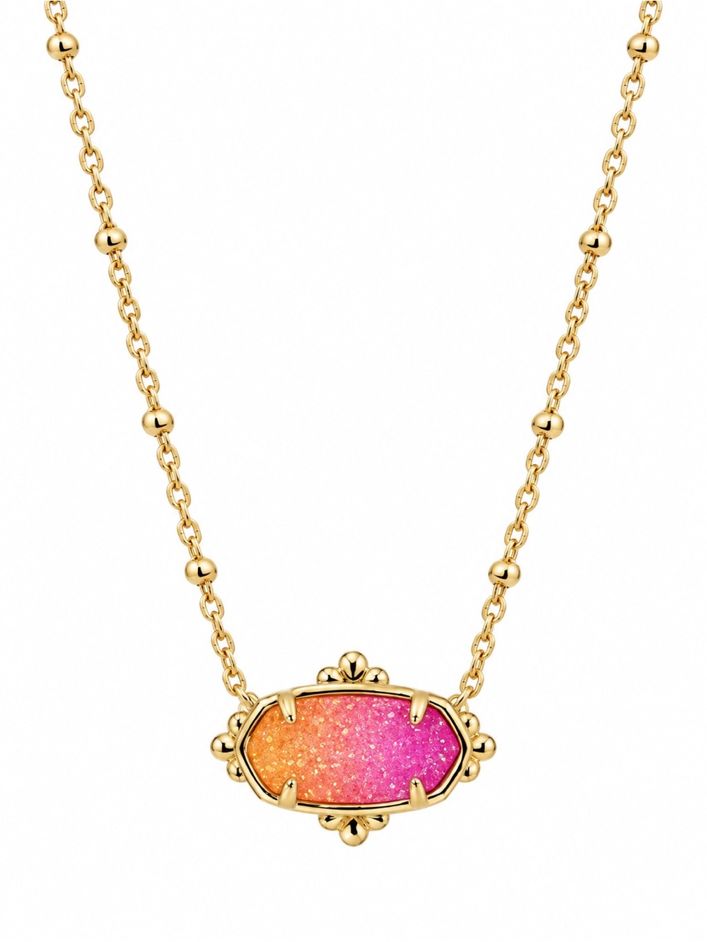Kendra Scott Elisa Petal Frame Pendant Gold Tone Sunrise Ombre Drusy